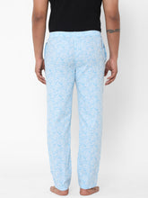 Men's Printed, Blue, Cotton, Printed, Elasticated, Waistband, Pyjama  With Side Pockets